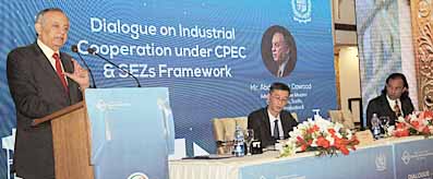 Adviser addressing on CPEC and SEZs Frame Work